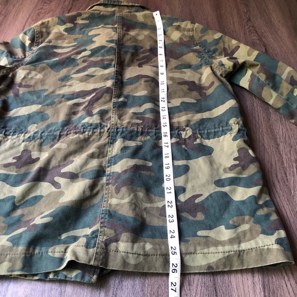 Gap Camo Utility Military Jacket Women’s L Army Green Flannel Lined Snap Closure - Picture 6 of 8